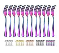 Evanda Rainbow Dinner Fork 12 Pieces 20.5cm, Rainbow Titanium Plating Stainless Steel Table Forks, Mirror Polish and Smooth Edge Easy To Clean, Dishwasher Safe