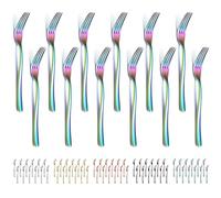 Evanda Rainbow Dinner Forks Set of 12 Pieces, 17.8cm Colorful Titanium Plating Stainless Steel Table Forks Cutlery Set for Home, Restaurant, Hotel, Dishwasher Safe