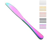 Evanda Rainbow Dinner Knives 12 Pieces, Table Knife, Colorful Titanium Plating Stainless Steel Steak Knives Set, Butter Knives Set, Dishwasher Safe