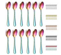 Evanda Rainbow Teaspoons 12 Pieces, Rainbow Titanium Plating Stainless Steel 14cm Tea Spoon, Cutlery for Tea, Coffee, Cake, Dessert and Salad, Dishwasher Safe