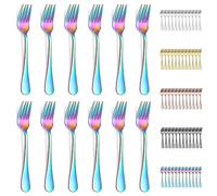Evanda Rainbow Titanium Plating Stainless Steel Dessert Forks Set, 12 Pieces - Mini Cake, Fruit, Appetizer Forks for Home, Wedding, Party, Cafe, Restaurant - Dishwasher Safe