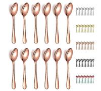 Evanda Rose Gold Teaspoons 12 Pieces, Rose Gold Titanium Plating Stainless Steel 14cm Tea Spoon, Cutlery for Tea, Coffee, Cake, Dessert and Salad, Dishwasher Safe