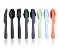 Evanda Travel Utensils Set for 6, Reusable Plastic Knife Fork Spoon Snapped Together for Easy Portability and Save Space, Silverware Cutlery Utensils Set for Work, Camping, Picnic, Gadgets, Lunch Box