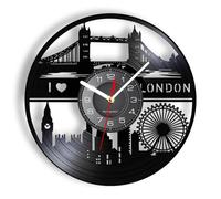 EVANEM 12 Inch Vinyl Clock I Love London Eye Ferris Wheel Vinyl Record Wall Clock England Architecture Landmark Big Ben Tower Modern Decorative Watch