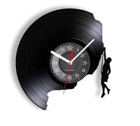 EVANEM 12 Inch Vinyl Clock Rock Climbing Wall Clock With Mountain Climber Outdoor Sport Laser Cut Longplay Wall Watch Art-Decor For The Brave