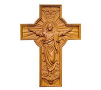 EVANEM Ascension Cross, Cross Of Courage And Peace Wall Hanging Holy Object Wooden Easter Home Church Wood Carving Christmas Ornament Ornament (Color : 35x26x2.5cm)