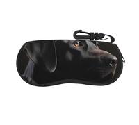 EVANEM Black Labrador Glasses Case Soft Shell, Lightweight Neoprene Zipper Sunglasses Case Organizer with Clip