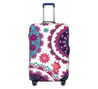 EVANEM Boho Mandala Luggage Cover - Reversible Print, Elastic, Waterproof, Sturdy & Protective - Black - M (26x24x24 inches) - Hook and Loop Closure - Travel Suitcase Protector Cover