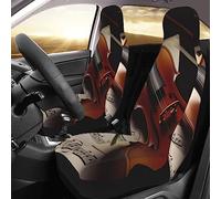 EVANEM Car Seat Covers 2 Pcs with Elastic Straps Violin Sheet Music Printed Car Seat Protectors for Front Universal Fit Interior Covers Car Interior Seat Covers for Most Sedan Truck SUV