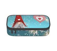 EVANEM Christmas Traditional Gnome Pencil Case, Large-Capacity Double Layer Student Pencil Case, Office Stationery Bag, Portable Pencil Case