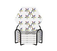 EVANEM Coasters for Drinks Ceramic Coaster Set of 6 Drink Coaster with Metal Holder Stars Eastern Stars Cup Coaster Cork Backing Stone Coaster for Wedding Home Decor