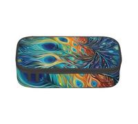 EVANEM Colored Peacock Pencil Case, Large-Capacity Double Layer Student Pencil Case, Office Stationery Bag, Portable Pencil Case
