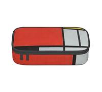 EVANEM Composition in Red Yellow Blue and Black Pencil Case, Large-Capacity Double Layer Student Pencil Case, Office Stationery Bag, Portable Pencil Case