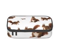EVANEM Cute Squirrels Pencil Case, Large-Capacity Double Layer Student Pencil Case, Office Stationery Bag, Portable Pencil Case