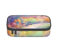 EVANEM Dream Colorful Pencil Case, Large-Capacity Double Layer Student Pencil Case, Office Stationery Bag, Portable Pencil Case