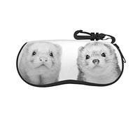 EVANEM Ferrets Glasses Case Soft Shell, Lightweight Neoprene Zipper Sunglasses Case Organizer with Clip