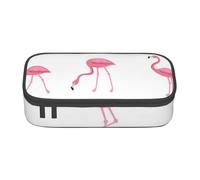 EVANEM Flamingos On White Pencil Case, Large-Capacity Double Layer Student Pencil Case, Office Stationery Bag, Portable Pencil Case