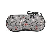 EVANEM French Fashion Model Ferrets Glasses Case Soft Shell, Lightweight Neoprene Zipper Sunglasses Case Organizer with Clip