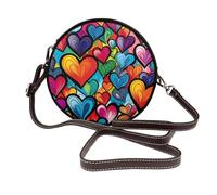 EVANEM Gay Pride Rainbow Pattern Women's Leather Shoulder Bag, Fashion Waterproof Round Shoulder Bag with Detachable Shoulder Strap