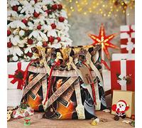 EVANEM Gift Bags With Drawstring 8.3 x 11.8 inch Christmas Drawstring Bag Magic Electric Guitar Music Reusable Xmas Wrapping Bag for Party Present Bags for Gifts Decorations Holiday