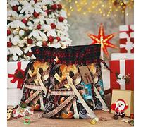 EVANEM Gift Bags With Drawstring 8.3 x 11.8 inch Christmas Drawstring Bag Magic Electric Guitar Music Reusable Xmas Wrapping Bag for Party Present Bags for Gifts Decorations Holiday