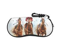 EVANEM Horse Race Riding Sport Glasses Case Soft Shell, Lightweight Neoprene Zipper Sunglasses Case Organizer with Clip