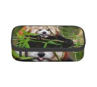 EVANEM Little Red Panda Pencil Case, Large-Capacity Double Layer Student Pencil Case, Office Stationery Bag, Portable Pencil Case