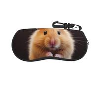 EVANEM Maroon Hamster Glasses Case Soft Shell, Lightweight Neoprene Zipper Sunglasses Case Organizer with Clip