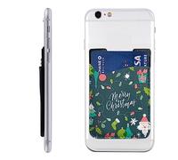 EVANEM Merry Christmas Printed Phone Card Holder Secure Credit Card Holder Id Card Pouch Case Leather Phone Wallet Card Holder For All Smartphones, White, One Size