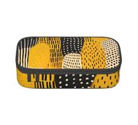 EVANEM Mustard Yellow and Black Pencil Case, Large-Capacity Double Layer Student Pencil Case, Office Stationery Bag, Portable Pencil Case