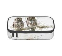 EVANEM Owl On The Tree Branch Pencil Case, Large-Capacity Double Layer Student Pencil Case, Office Stationery Bag, Portable Pencil Case