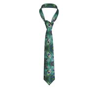 EVANEM Peacock Feathers Necktie for Men - Full Print, Silk Slim Suit Ties for Business Birthday Wedding Banquet Party