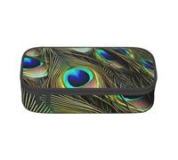 EVANEM Peacock'S Feather Pencil Case, Large-Capacity Double Layer Student Pencil Case, Office Stationery Bag, Portable Pencil Case