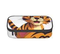 EVANEM Spotted Tiger Pencil Case, Large-Capacity Double Layer Student Pencil Case, Office Stationery Bag, Portable Pencil Case