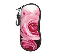 EVANEM Sunglasses Case Ultra Light Eyeglass Case Pink Rose Glasses Case With Hanging Hook Sunglass Soft Case, Pink Rose, One size
