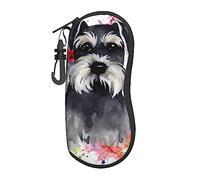EVANEM Sunglasses Case Ultra Light Eyeglass Case Schnauzer Glasses Case With Hanging Hook Sunglass Soft Case, Schnauzer, One size