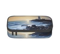 EVANEM The Seaside Lighthouse Pencil Case, Large-Capacity Double Layer Student Pencil Case, Office Stationery Bag, Portable Pencil Case