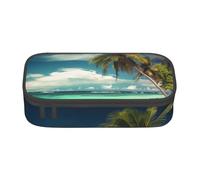 EVANEM Tropical Holidays Pencil Case, Large-Capacity Double Layer Student Pencil Case, Office Stationery Bag, Portable Pencil Case