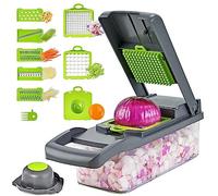EvAnem Vegetable Chopper Slicer Dicer, Adjustable Slicer Dicer With 6 Stainless Steel Blades, Kitchen Vegetable Slicer Dicer Cutter, For Onion Veg Garlic,A