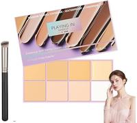 Evanesce Soft Matte Cream Concealer,8-Shade Fade Palette with Brush,Waterproof Full Coverage Cream for Blemishes & Cover,Long-Lasting Lightweight Formula Safe,Color Correcting Cream (Light Colour)