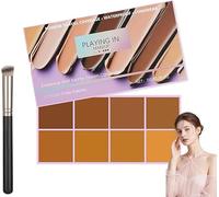 Evanesce Soft Matte Cream Concealer,8-Shade Fade Palette with Brush,Waterproof Full Coverage Cream for Blemishes & Cover,Long-Lasting Lightweight Formula Safe,Color Correcting Cream (Dark Colour)