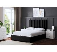 DS Living Evangeline Ottoman Panel Bed Black with Headboard Small Double, Black