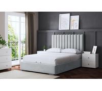 Evangaline Silver Panel Bed with Headboard DS Living Silver King