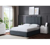 Evangaline Steel Panel Bed with Headboard DS Living Grey King