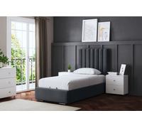 Evangaline Steel Panel Ottoman Bed with Headboard DS Living Grey Single