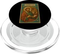 Evangelist Mark (Marcus) Holy Card with the Lion Symbol PopSockets PopGrip for MagSafe