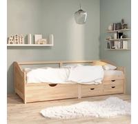evania pine wood single day bed with drawers in natural