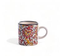 EVANILIFE Ceramic Espresso Cup, 5 Oz Handmade Espresso Mug, 2.75 Inch Cappuccino and Latte Cup, Multicolor Demitasse Cup, Dishwasher Safe Small Coffee Cup, Ideal for Espresso Machine (IZNIK RED)