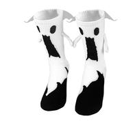 Evankin Funny Halloween Socks Magnetic Holding Hands Novelty Sock for Adult Women Men Unisex Couple, 1 Pair White Ghost, One Size