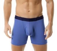 Evankin Men's Boxer Brief Underwear Ice Silk Mesh See Through Underpants Sports Extended Anti Crotch Shorts Running, Blue, XL